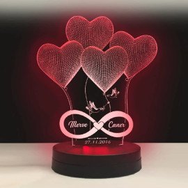 First or 2nd Marriage Anniversary Gift Personalized LED Lamp