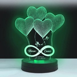 First or 2nd Marriage Anniversary Gift Personalized LED Lamp