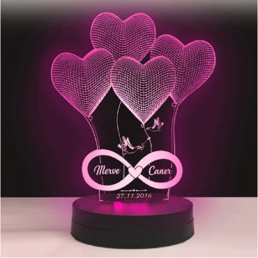 First or 2nd Marriage Anniversary Gift Personalized LED Lamp