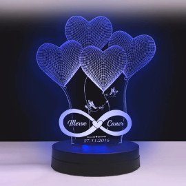 First or 2nd Marriage Anniversary Gift Personalized LED Lamp
