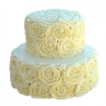 2 Tier White Rose Cake