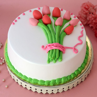 Beautiful Tulips Bunch Pineapple Cake