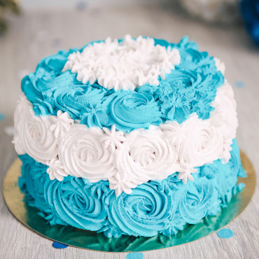 Blue Floral Vanilla Cream Cake