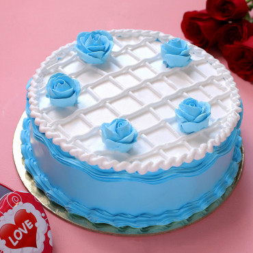 Blue Roses Chocolate Cake