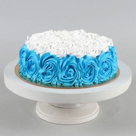 Blue White Roses Designer Chocolate Cake