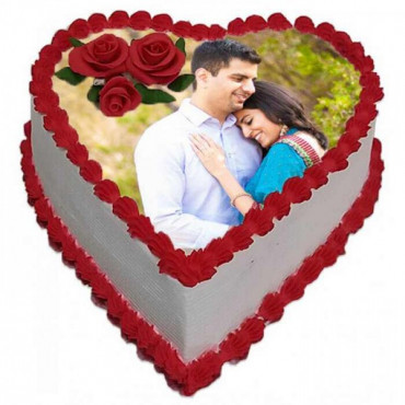 Heart Shaped Personalized Photo Cake