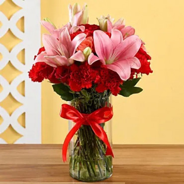 Lilies & Roses Elegant Vase