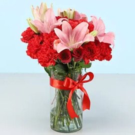 Lilies & Roses Elegant Vase