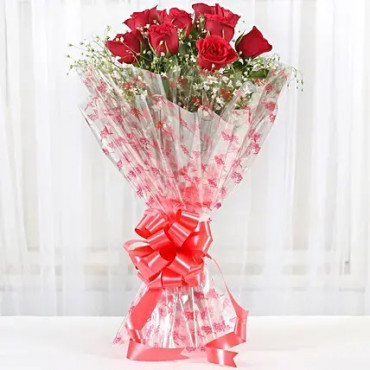 10 Exotic Red Roses Bouquet