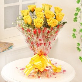 Sunny Yellow Rose Bouquet