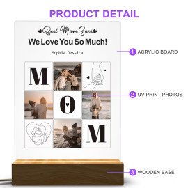 Personalized Photo Lamp Night Light, Mothers Day Gifts