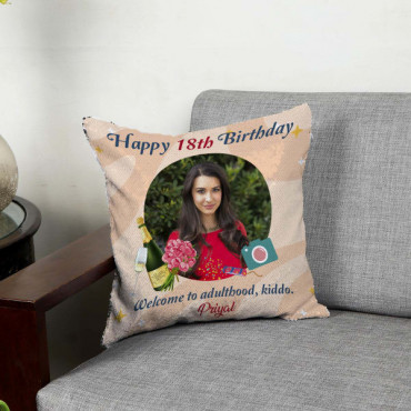 18th Birthday Personalized Reversible Sequin cushions