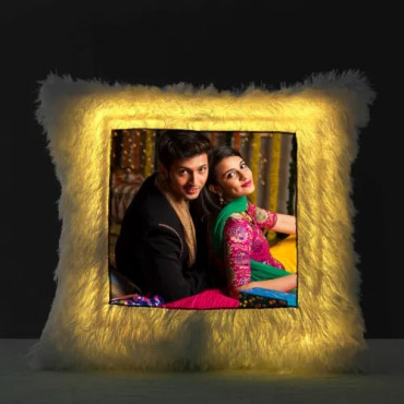 Square Shaped Personalized LED Fur cushions