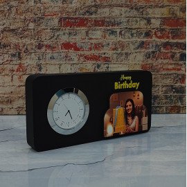 Happy Birthday Clock Table Top with Photo