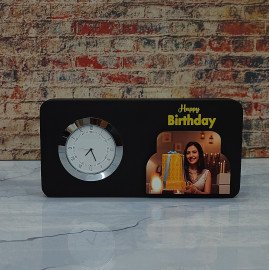 Happy Birthday Clock Table Top with Photo