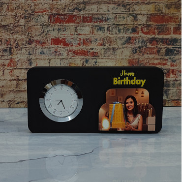 Happy Birthday Clock Table Top with Photo