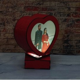 Personalised Wooden Heart LED Lamp