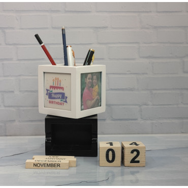 Personalized Photo Rotating Pen Stand