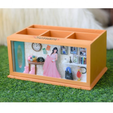Shadow Box Cum Pen Stand 4 Partition - Dresser Theme