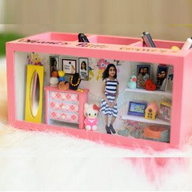 Shadow Box Cum Pen Stand Big - Dresser Theme