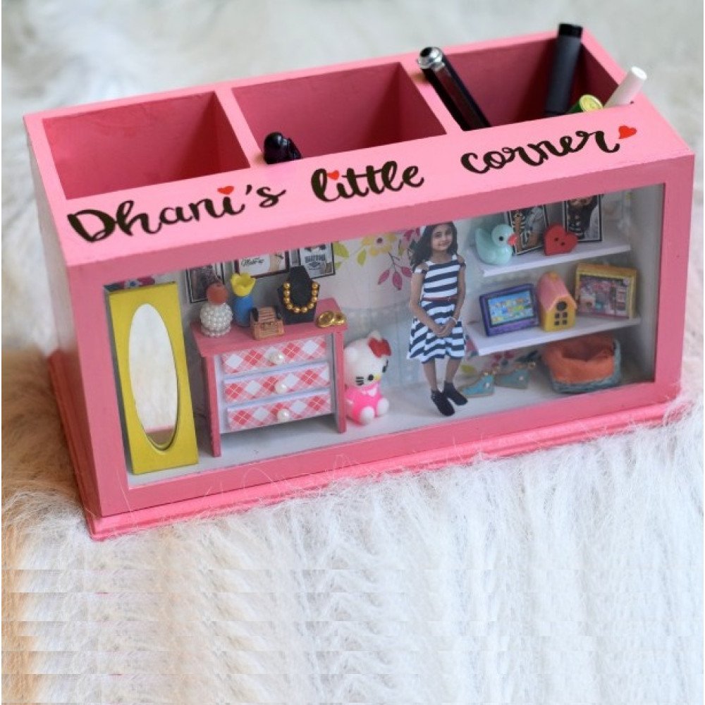 Shadow Box Cum Pen Stand Big - Dresser Theme