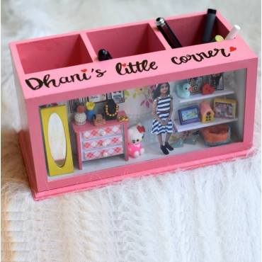 Shadow Box Cum Pen Stand Big - Dresser Theme