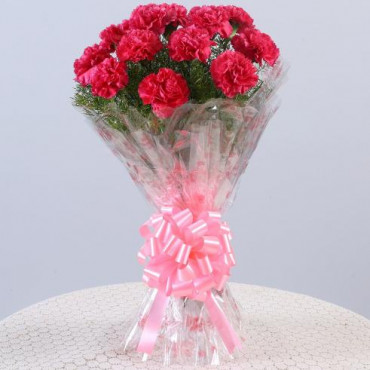 12 Glorious Pink Carnations Bouquet