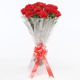12 Glorious Red Carnations Bouquet