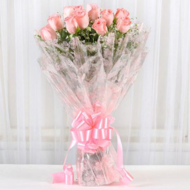 12 Splendid Pink Roses Bouquet