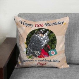 18th Birthday Personalized Reversible Sequin cushions
