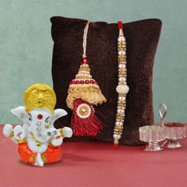Amazing Lumba Rakhi with Cute Ganesha Idol