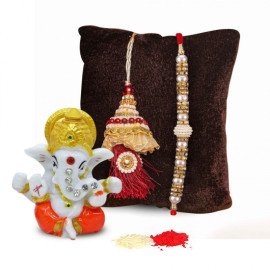 Amazing Lumba Rakhi with Cute Ganesha Idol