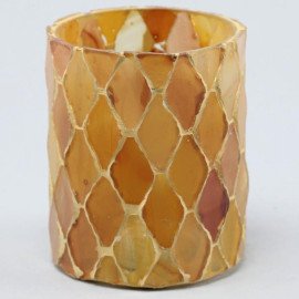 Aralia Plant Peach Mosaic Votives Set