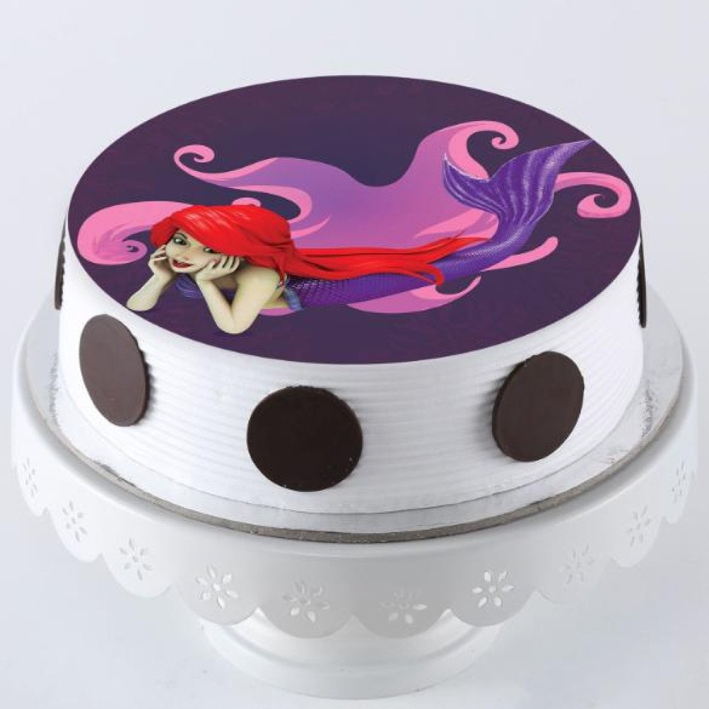Ariel Cartoon Pineapple Photo Cake