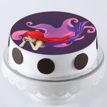 Ariel Cartoon Pineapple Photo Cake