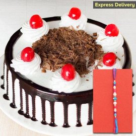 Auspicious Rakhi and tasty cake
