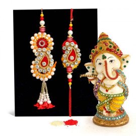 Baal Ganesha Idol with Lumba Rakhi Set for Bhaiya Bhabhi