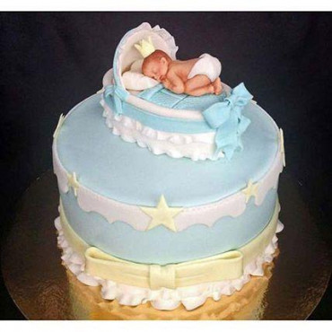 Baby In The Crib Fondant Cake