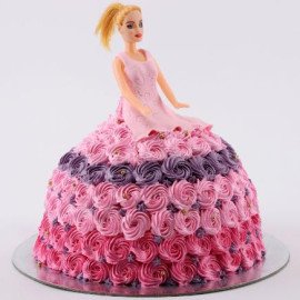 Barbie in Floral Roses Cake