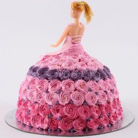 Barbie in Floral Roses Cake