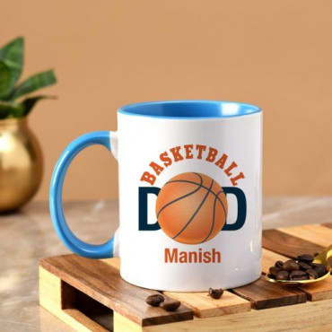 Basketball Dad Personalized Blue Ceramic Mug