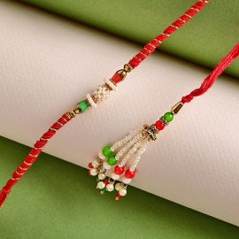 Bhaiya Bhabhi Pearl Beaded Rakhi