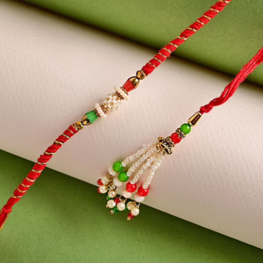 Bhaiya Bhabhi Pearl Beaded Rakhi