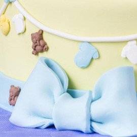 Blue Baby Shoes Truffle Cake
