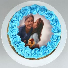 Blue Roses Photo Chocolate Cake