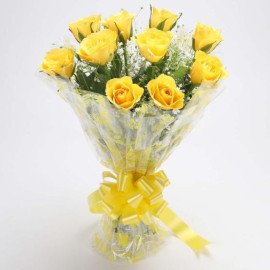 Bright Yellow Roses 10 Bouquet