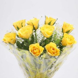 Bright Yellow Roses 10 Bouquet