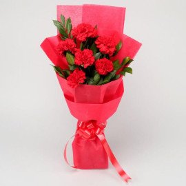 Captivating Red Carnations Bunch