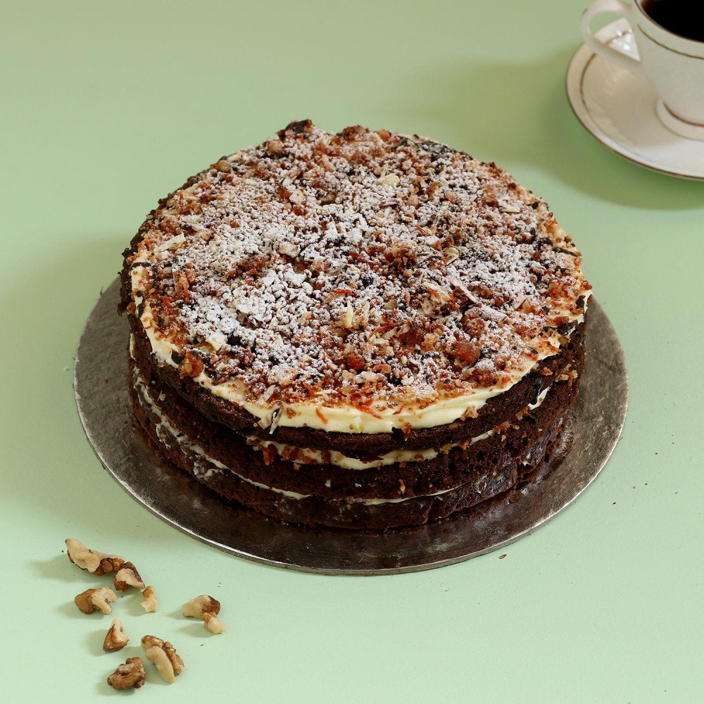 Chocolaty Carrot Walnut Cake