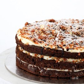Chocolaty Carrot Walnut Cake